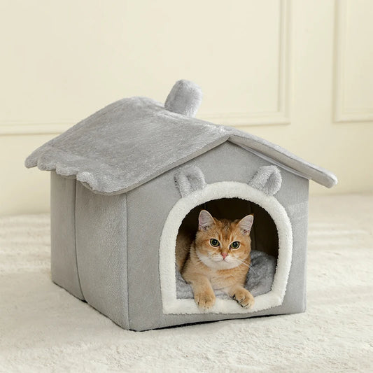 Foldable Pet House Removable Washable Cat House Puppy Cave Sofa Pet Bed