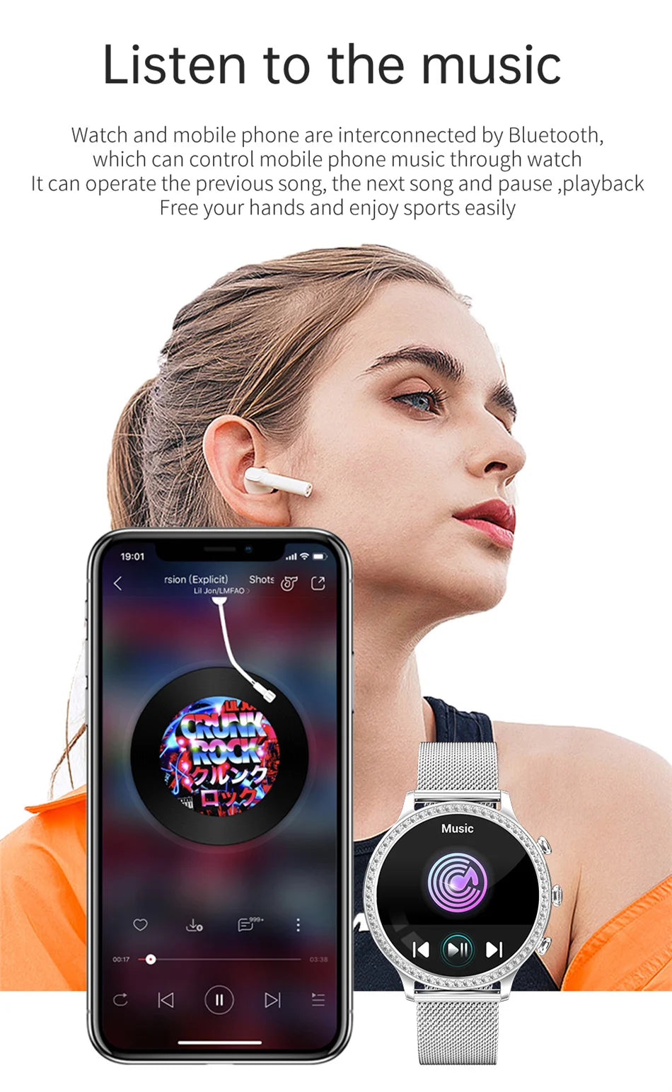 For Huawei Xiaomi Apple Samsung Smart Watch Women Ladies 2024 New Bluetooth