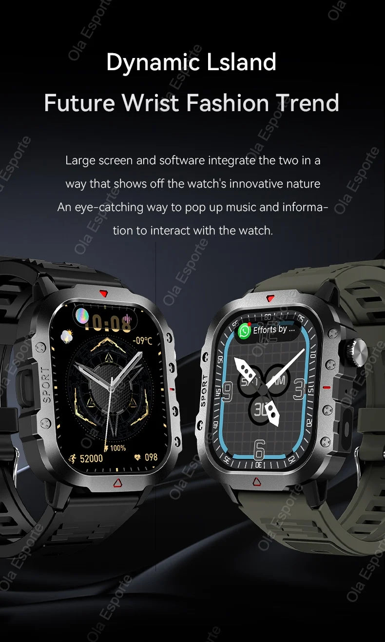 New For Huawei Xiaomi Military GPS Smart Watch Men Flashlight Compass Waterproof