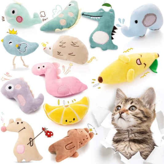 Pet Molar Bite toy Cartoon Stuffed Animal Cute Plush Cat Chew Toy