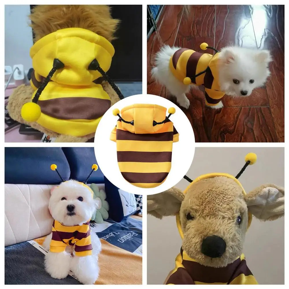 Bee Costume For Cat Dog Halloween Pet Cosplay Hoodies Pet Halloween Christmas Cosplay Dress Hoodie for Small Medium Pets Dog Cat