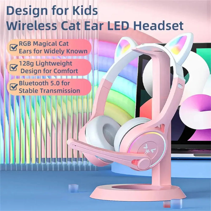 Cute Cat Ears Headphones com LED piscando, compatível com Bluetooth, - Loja Manuel Coelho