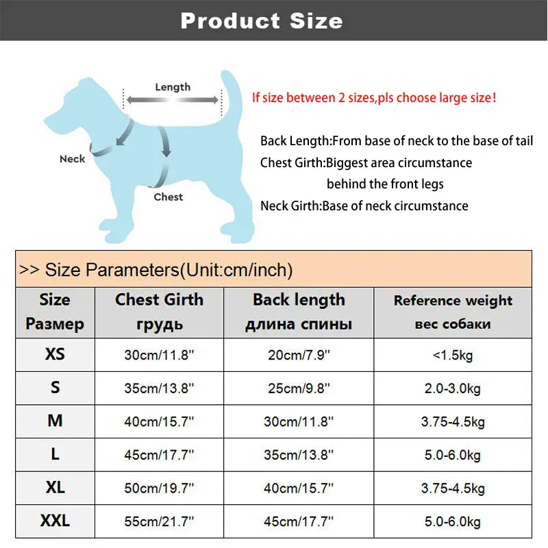 Product size chart for Christmas pet costume for cats, including measurements for various sizes.