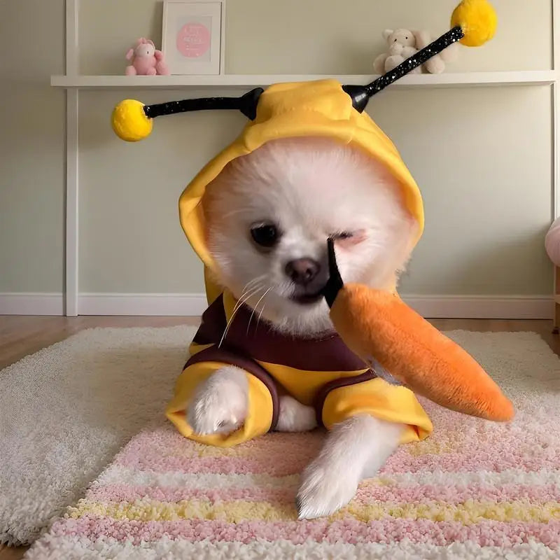 Bee Costume For Cat Dog Halloween Pet Cosplay Hoodies Pet Halloween Christmas Cosplay Dress Hoodie for Small Medium Pets Dog Cat