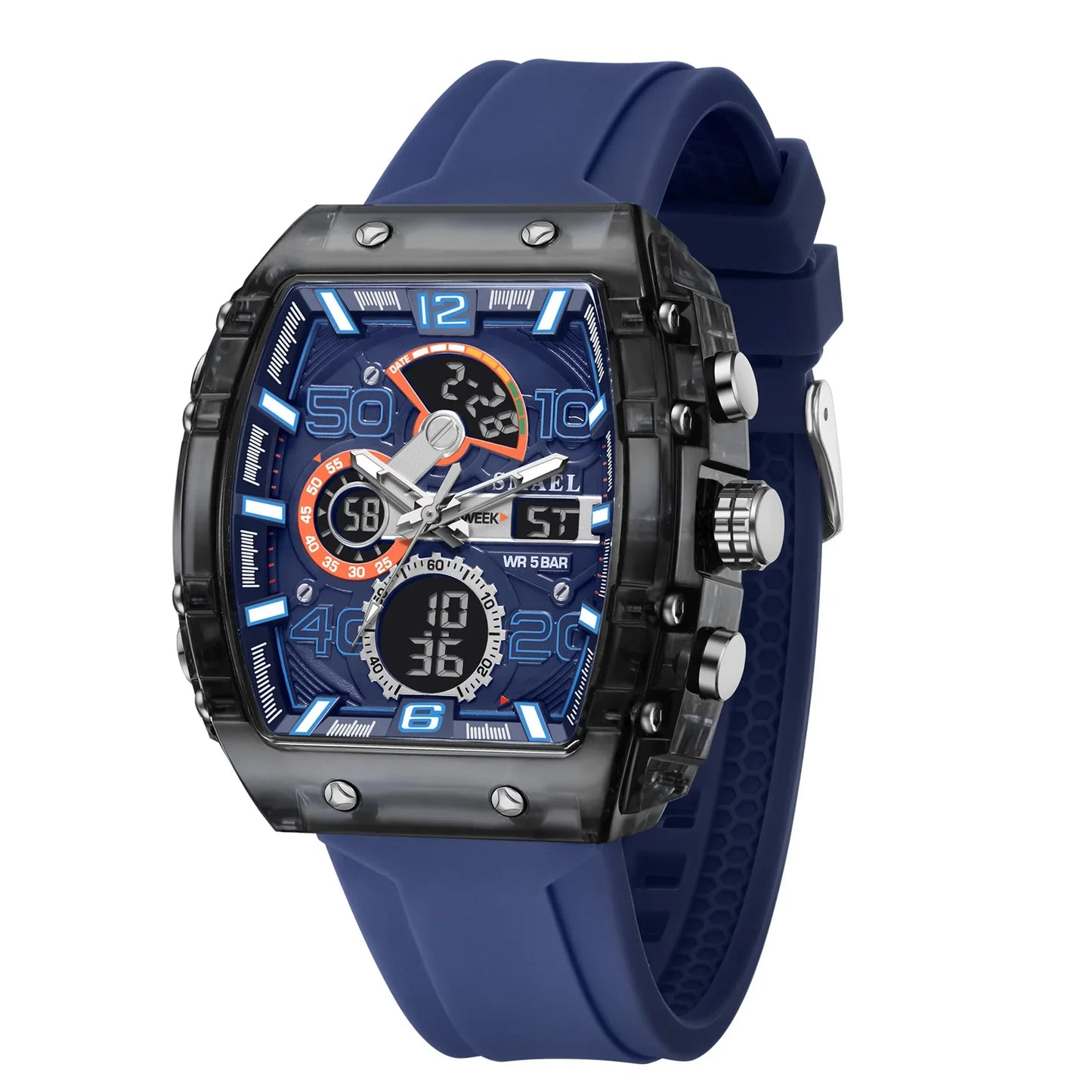 SMAEL 8109 New Men's Watch Multifunctional Sports 50M Waterproof Dual Display