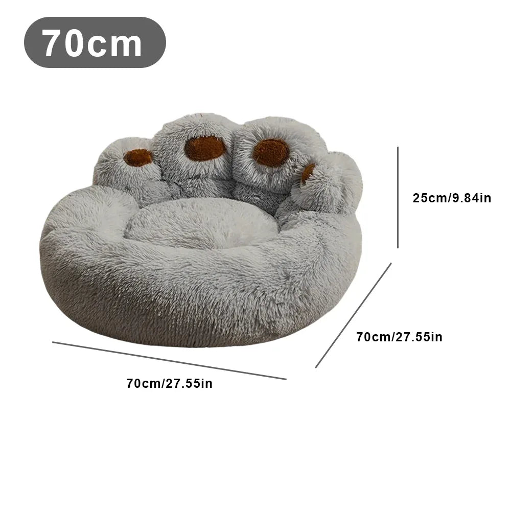 Cama para Cães e Gatos Forma Pata de Urso - Pelúcia Macia S/M/L/XL - Loja Manuel Coelho