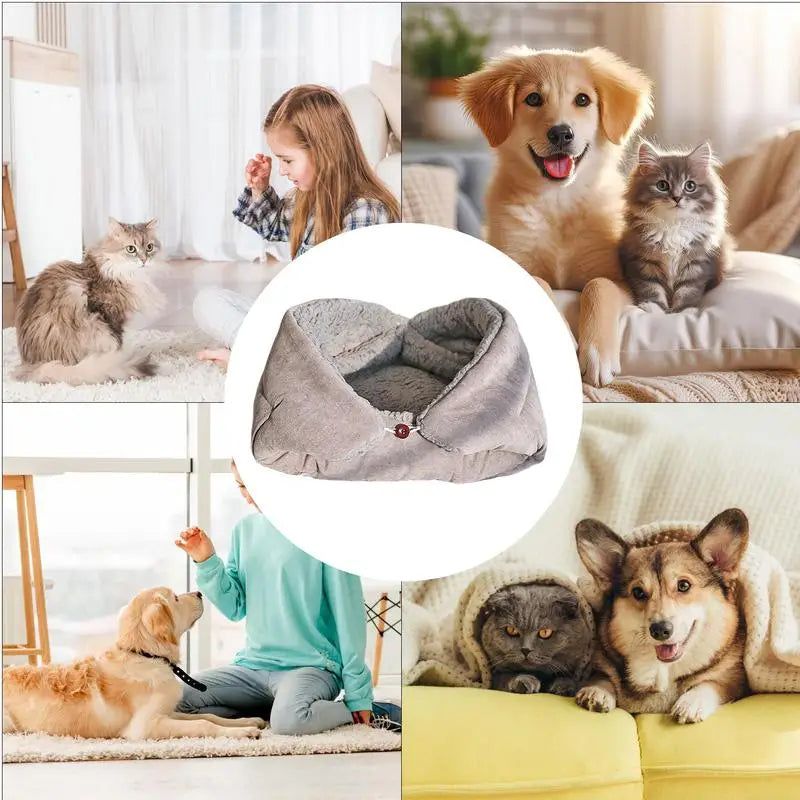 Cama para gatos, almofada macia para gatos, saco-cama dobrável e lavável