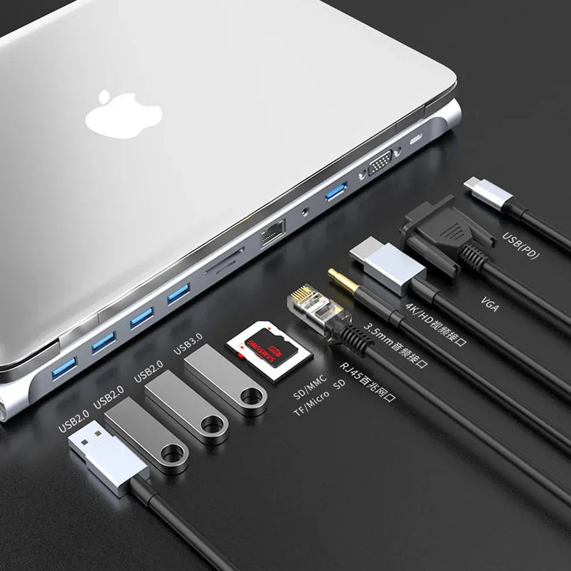 4/5/6/8/11 in 1 Type C Dock USB Hub 3.0 Splitter Multiport Adapter 4K HDMI - Loja Manuel Coelho