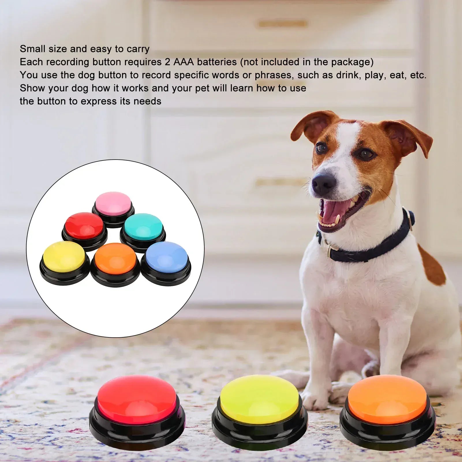 dog record button talking buttons with colorful buttons and dog, easy to use communication device for pets.