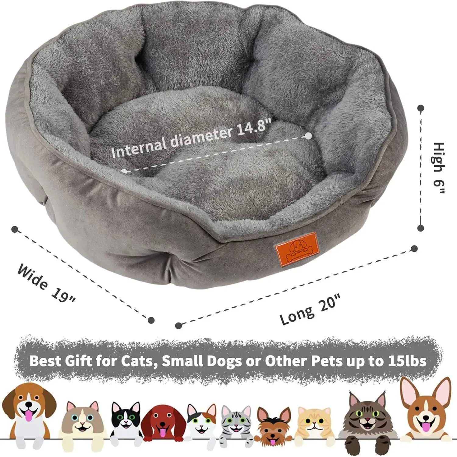 washable pet bed for small and large pets