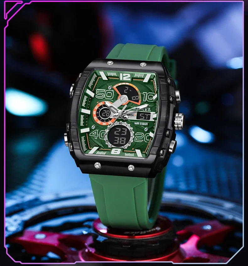 SMAEL 8109 New Men's Watch Multifunctional Sports 50M Waterproof Dual Display