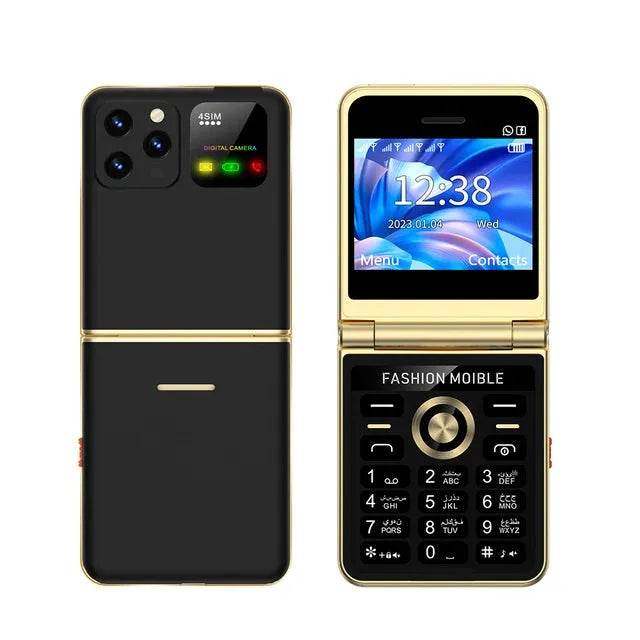 Mobile Phone New Flip 4 SIM Card Speed Dial Magic Voice - Loja Manuel Coelho