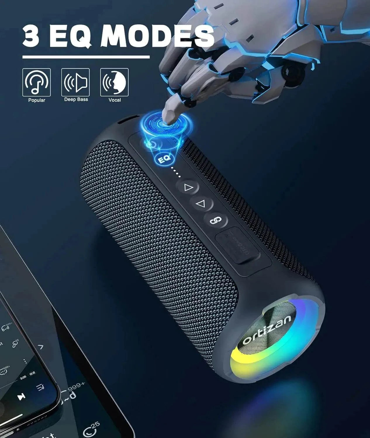 Ortizan Bluetooth Speakers 40W Enhanced Bass Portable Outdoor Wireless
