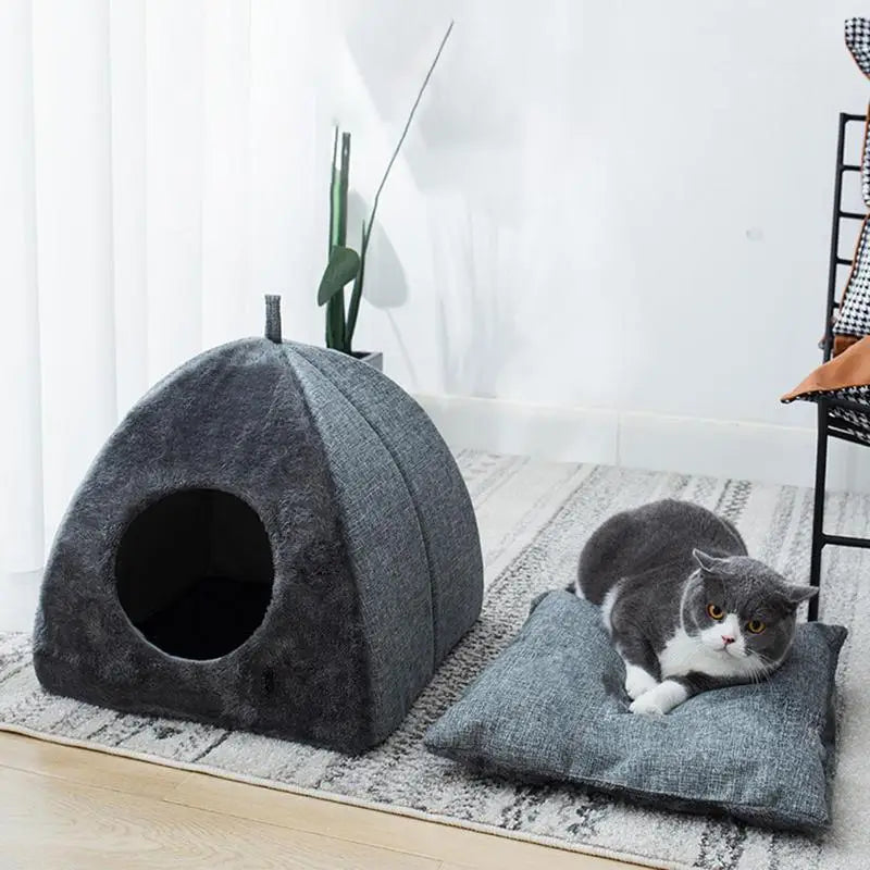 Camas para animais de estimação em casas grandes e grossas, gruta para cães e gatos, almofadada e quente