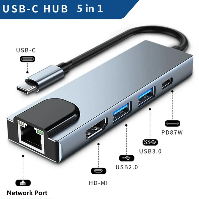 4/5/6/8/11 in 1 Type C Dock USB Hub 3.0 Splitter Multiport Adapter 4K HDMI - Loja Manuel Coelho