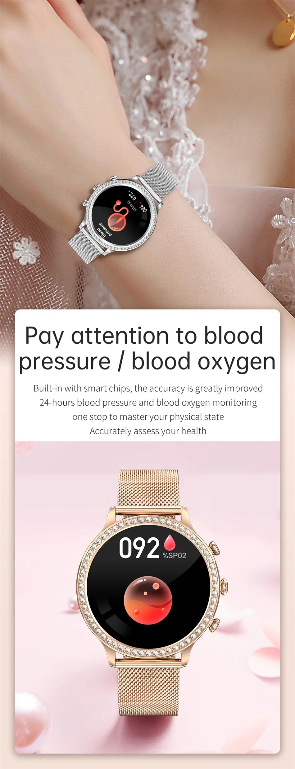 For Huawei Xiaomi Apple Samsung Smart Watch Women Ladies 2024 New Bluetooth