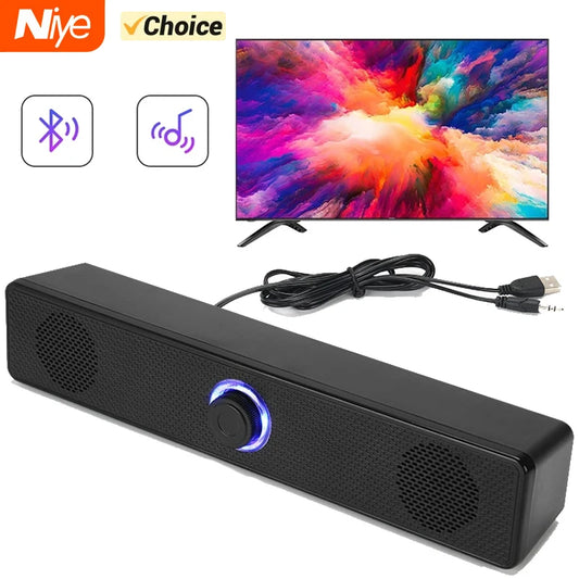 PC Soundbar - Wired & Wireless Bluetooth Speaker, USB Powered for TV