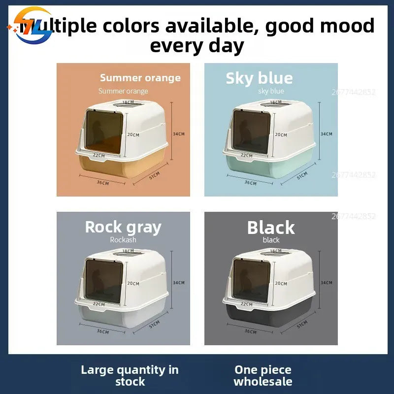 Enclosed Cat Litter Bowl With Scoop Plastic Totally Closed Design For Easy Cleaning MSP003-1