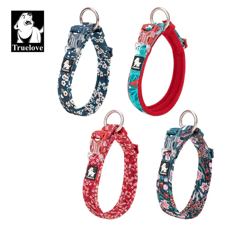 Padded Floral Pet Collar True Love Quick Release Personalized Cotton Collar For Cats And Dogs