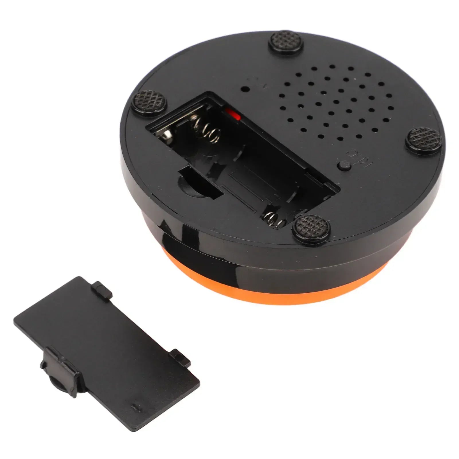 Close-up view of dog record button talking buttons showing the battery compartment and speaker design.