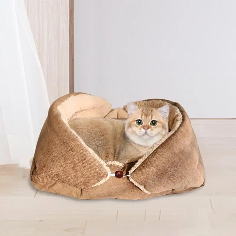 Cama para gatos, almofada macia para gatos, saco-cama dobrável e lavável