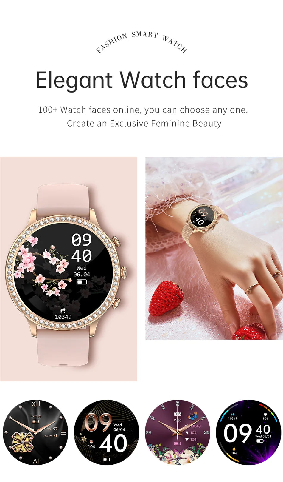For Huawei Xiaomi Apple Samsung Smart Watch Women Ladies 2024 New Bluetooth