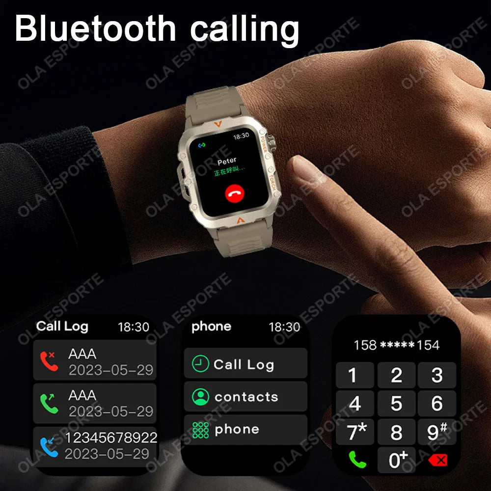 New For Huawei Xiaomi Military GPS Smart Watch Men Flashlight Compass Waterproof
