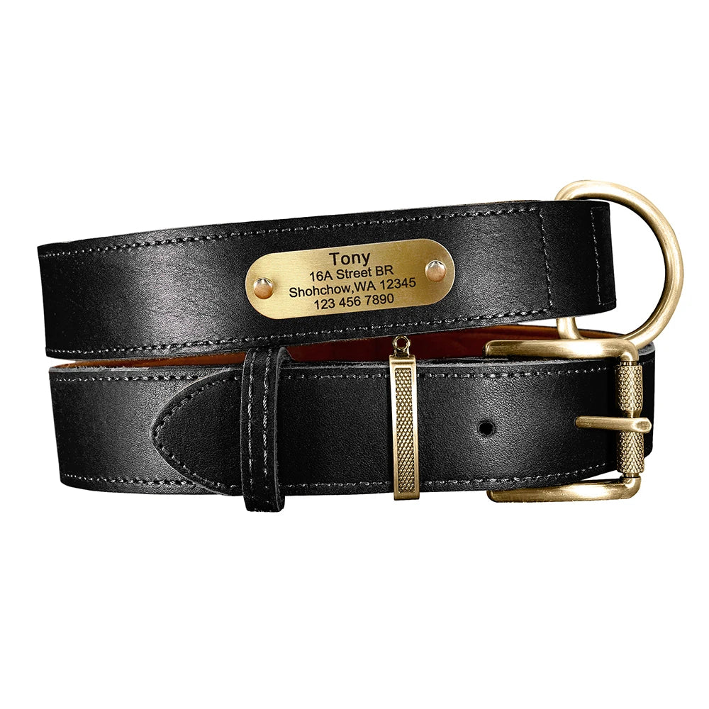 Coleira para cão personalizada em couro legítimo