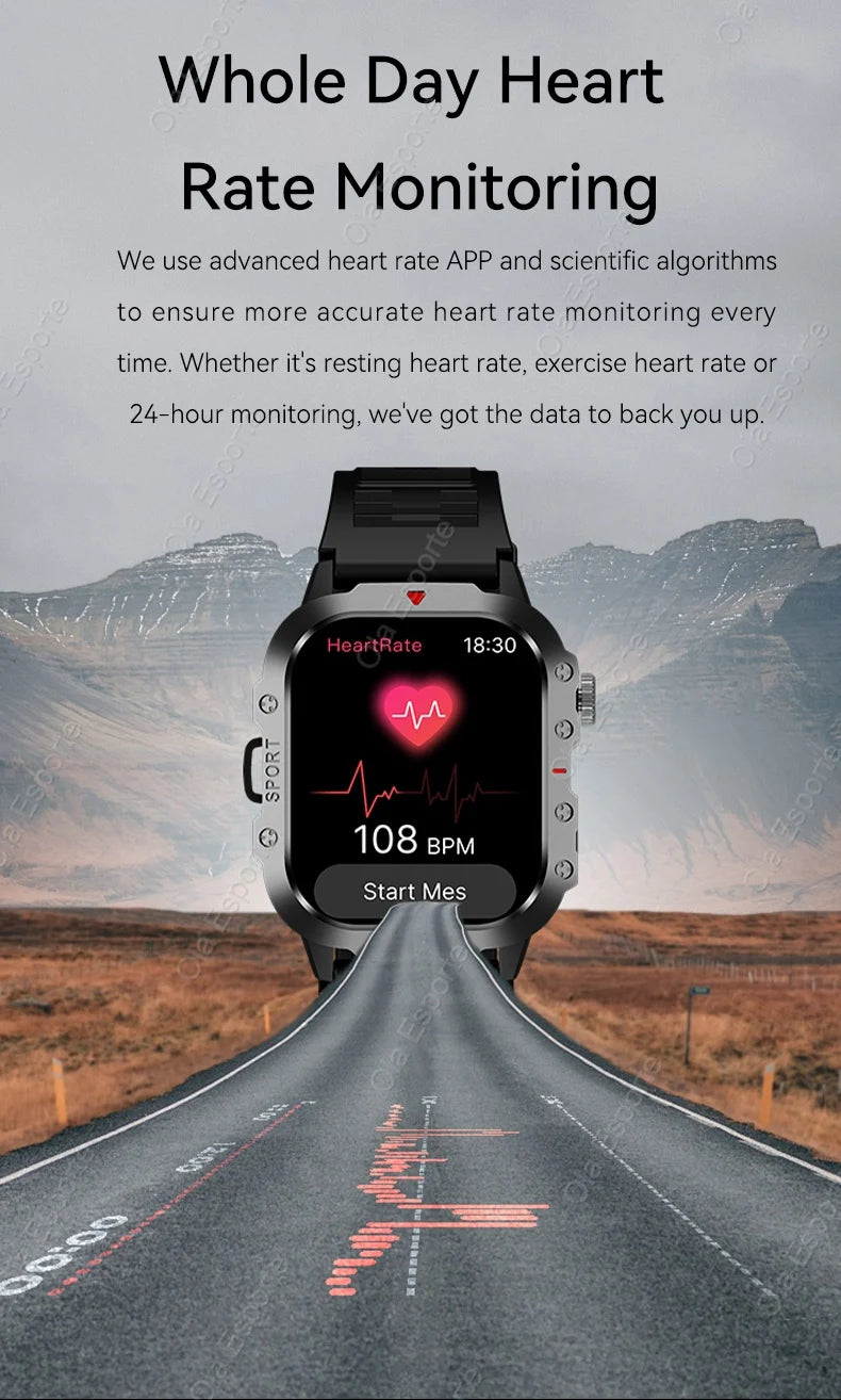 New For Huawei Xiaomi Military GPS Smart Watch Men Flashlight Compass Waterproof