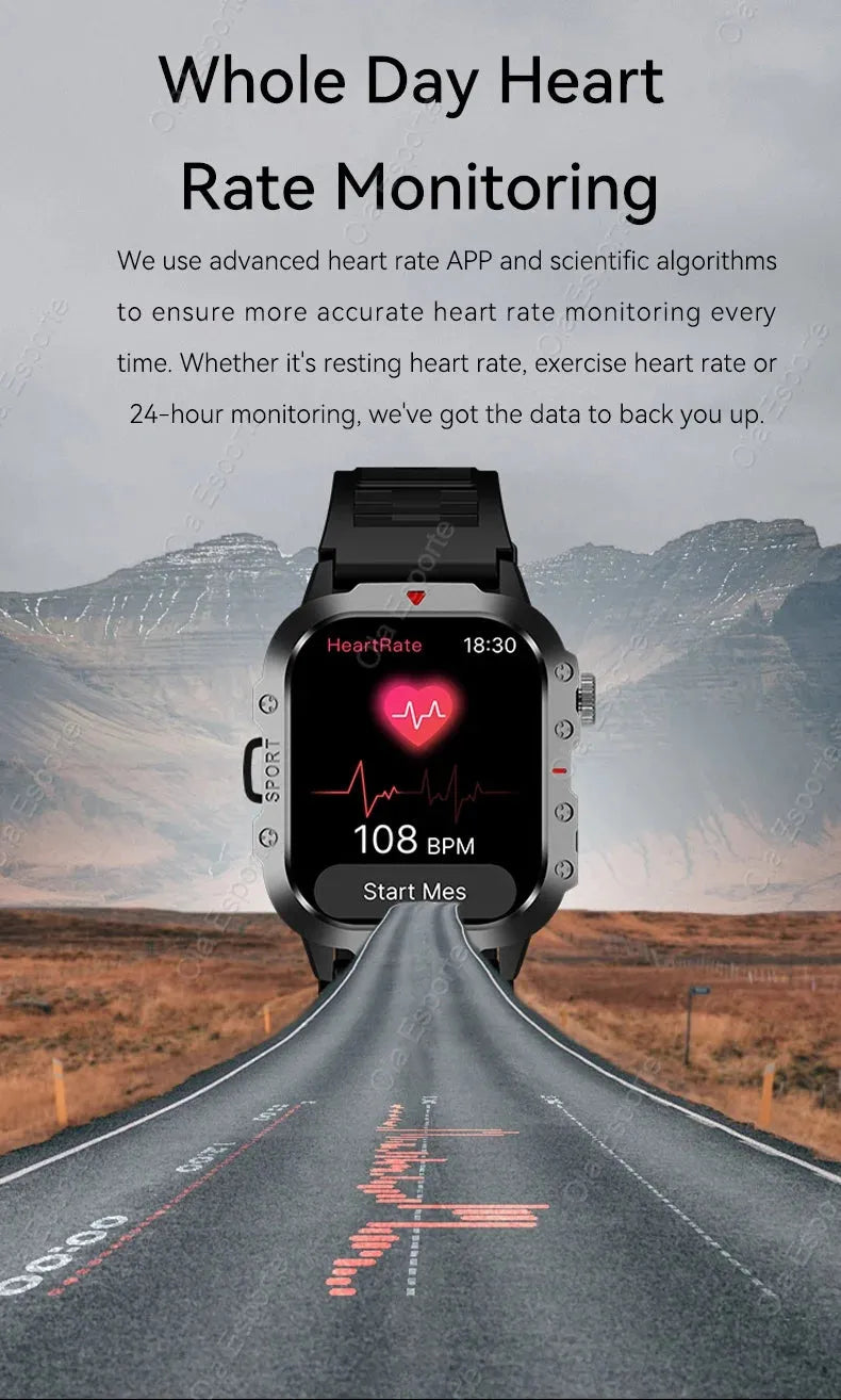 New For Huawei Xiaomi Military GPS Smart Watch Men Flashlight Compass Waterproof-Loja Manuel Coelho
