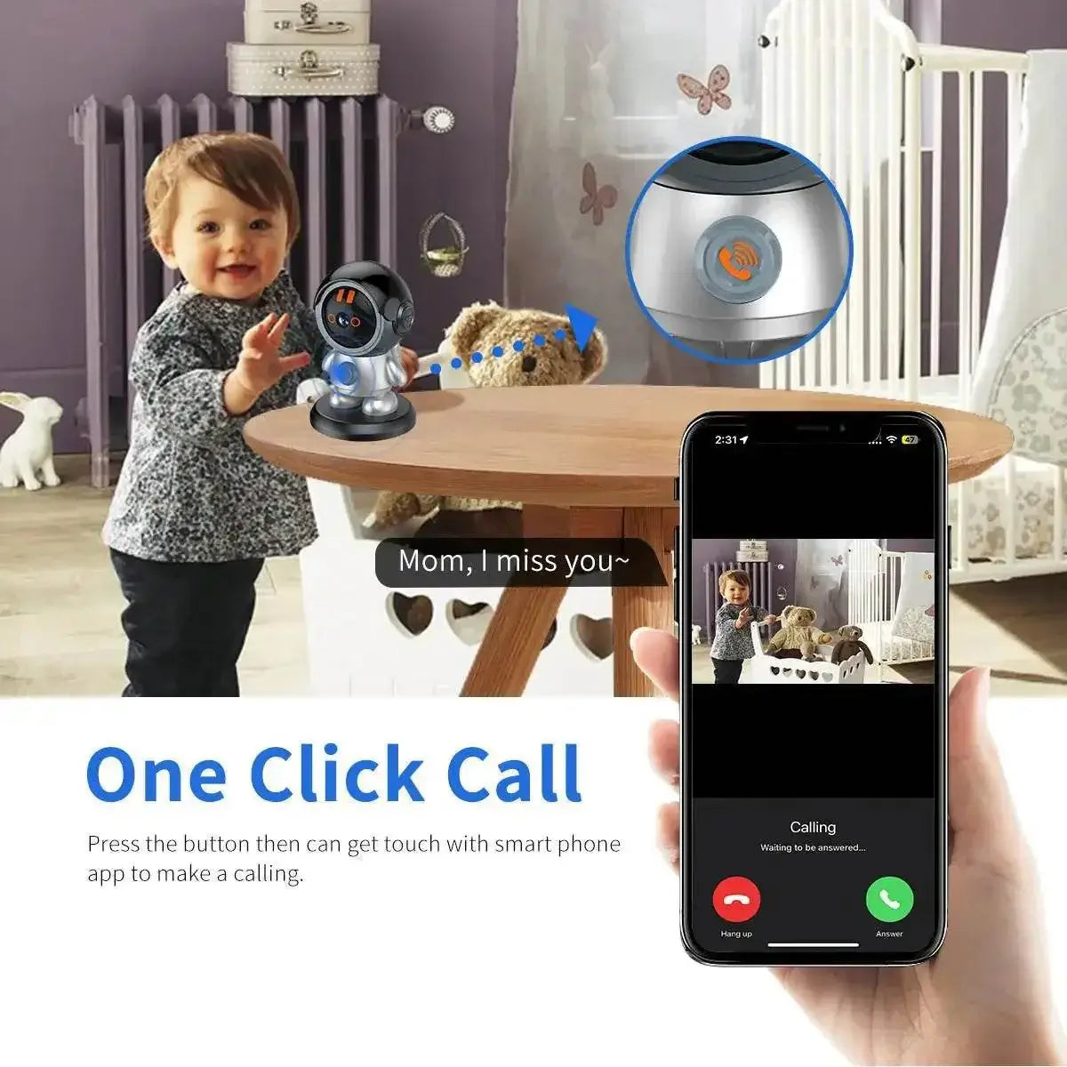 3MP One-Key Call Wifi Camera Baby Monitor Night Vision Two-way