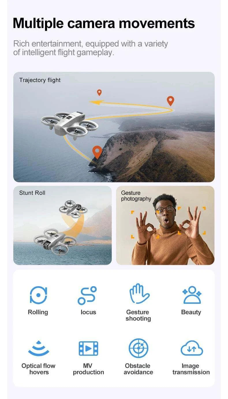 GT3 Mini With LED Foldable Drone GPS 8K HD Dual Camera Brushless Motor