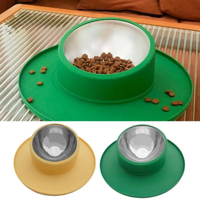 Tigela para animais de estimação Tigela de água para gatos à prova de derrames em silicone e aço inoxidável