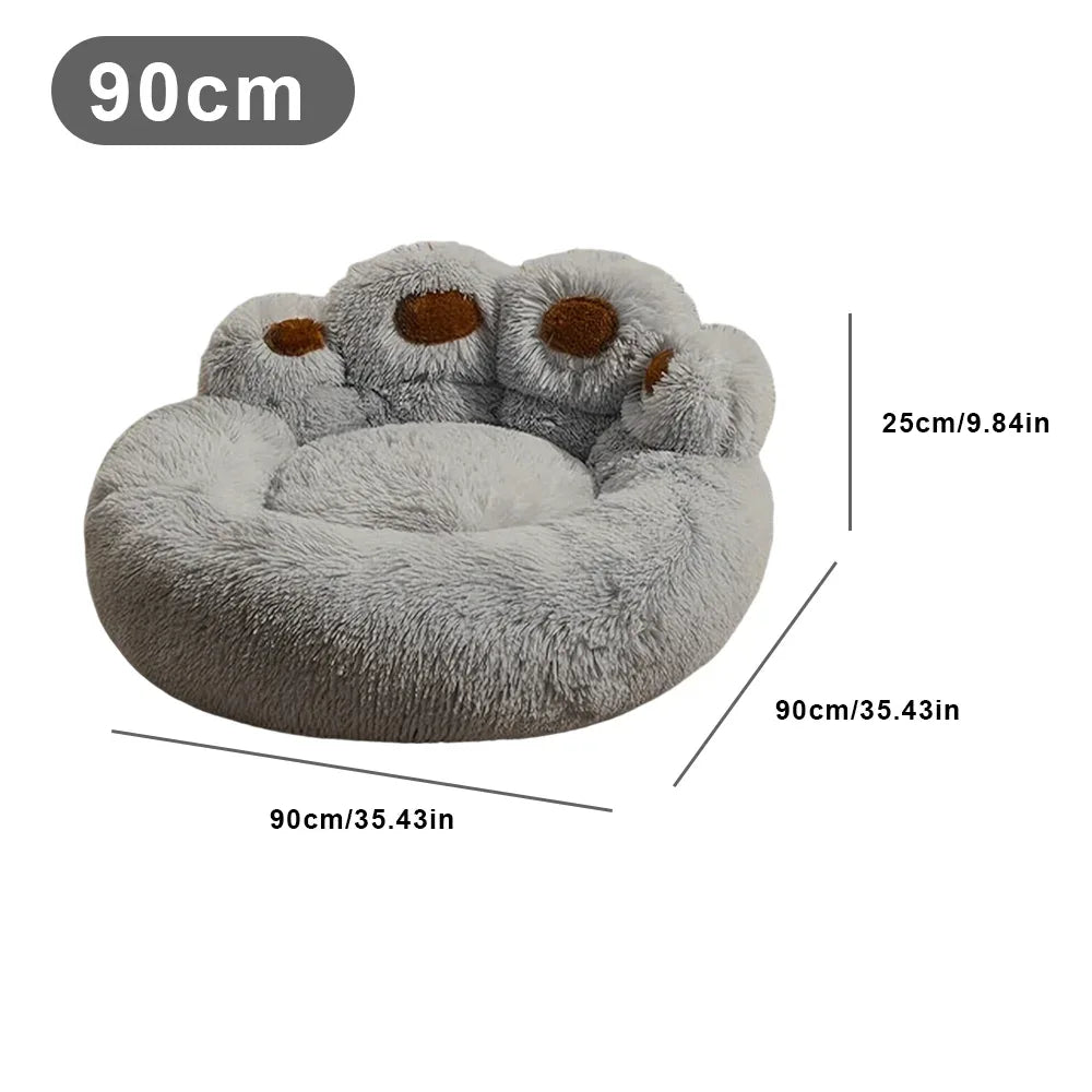 Cama para Cães e Gatos Forma Pata de Urso - Pelúcia Macia S/M/L/XL - Loja Manuel Coelho