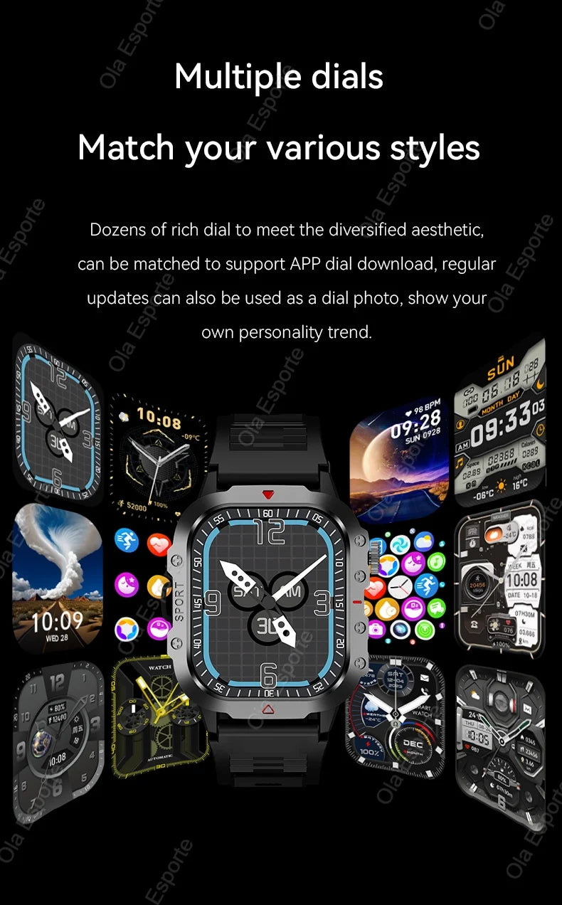 New For Huawei Xiaomi Military GPS Smart Watch Men Flashlight Compass Waterproof