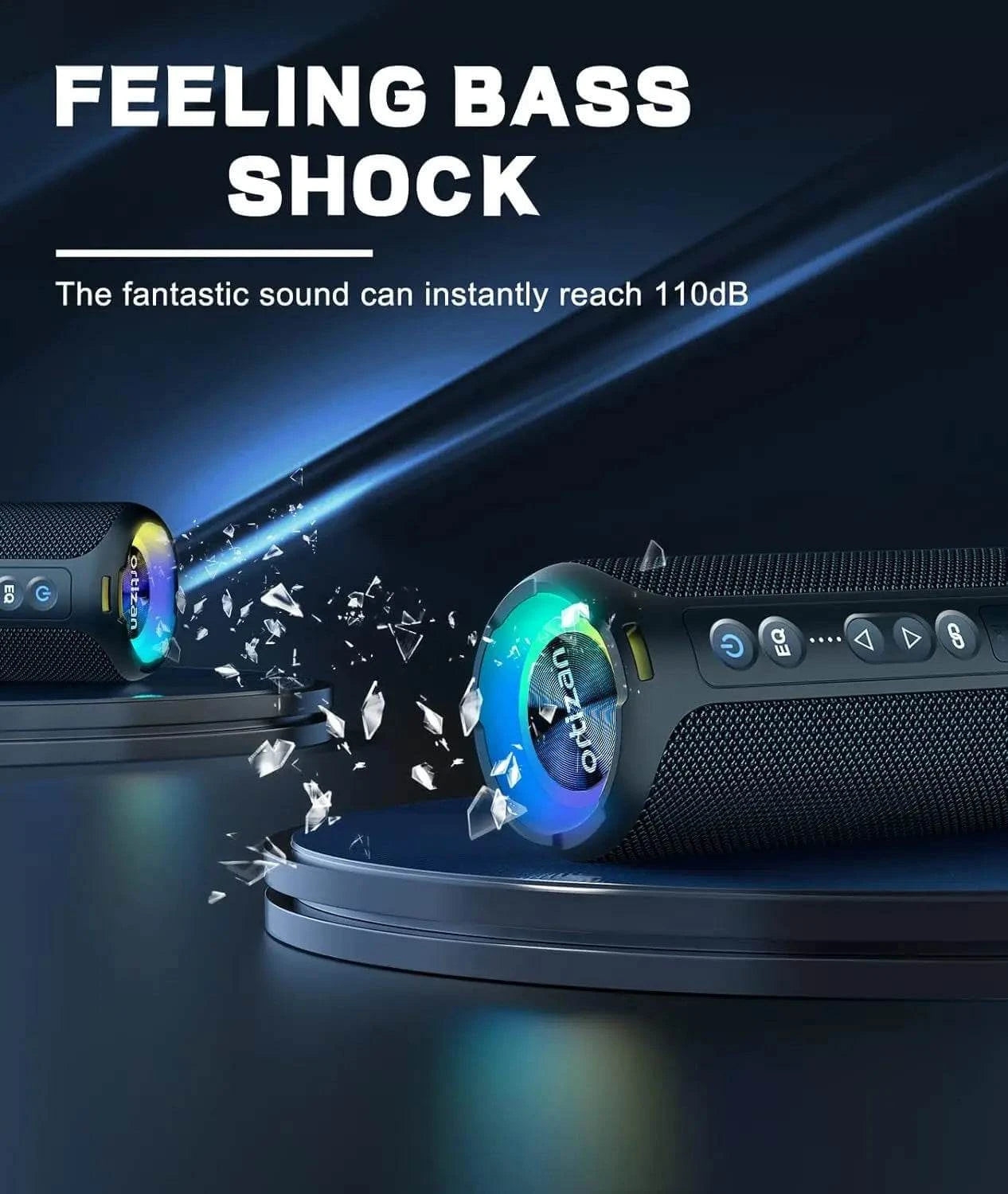 Ortizan Bluetooth Speakers 40W Enhanced Bass Portable Outdoor Wireless
