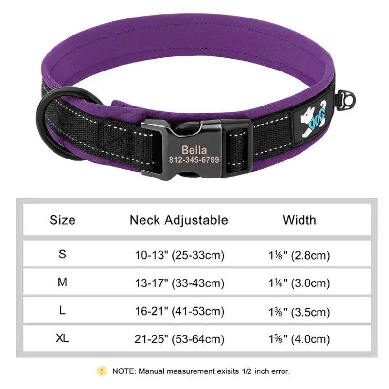 Reflective Personalized Dog Collar | Engraved ID - Loja Manuel Coelho