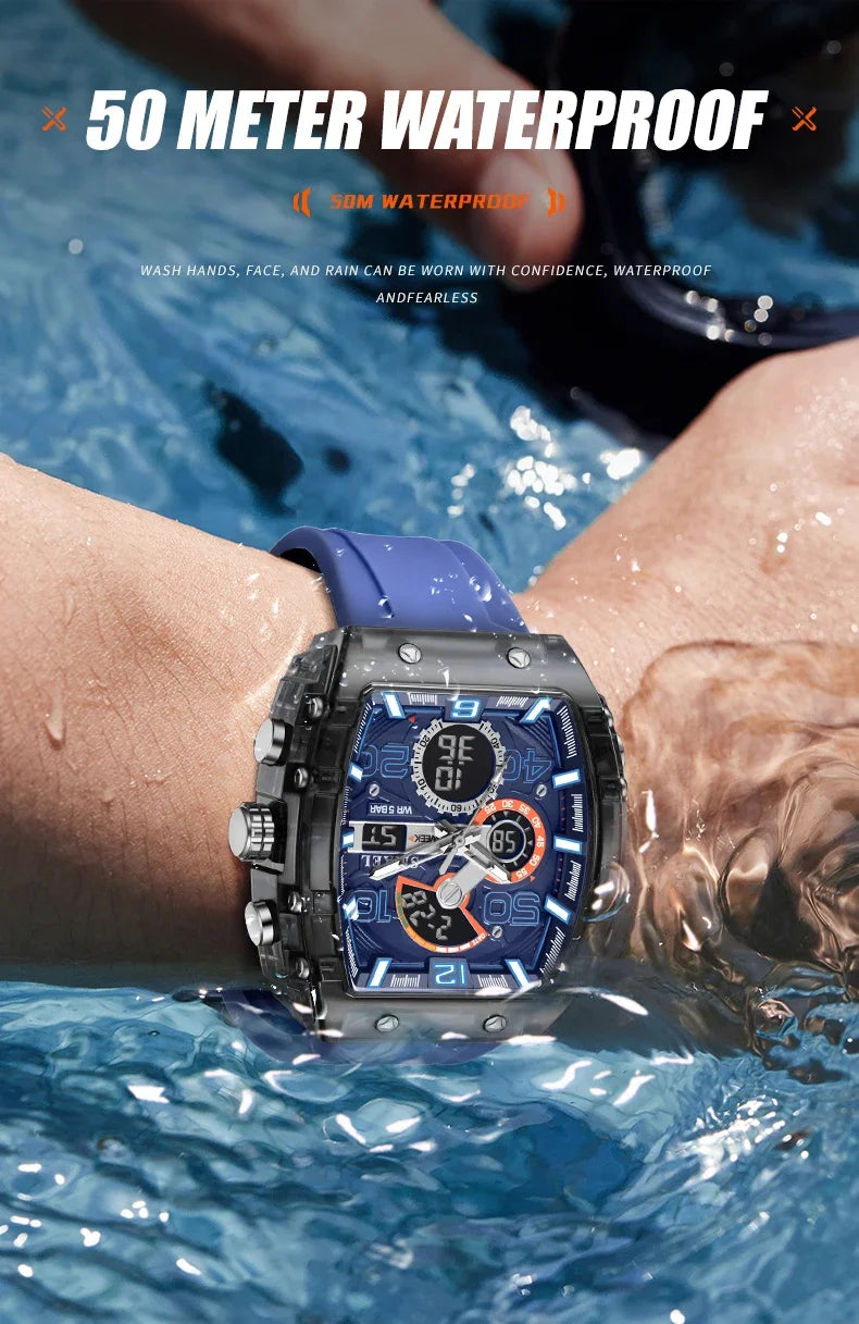 SMAEL 8109 New Men's Watch Multifunctional Sports 50M Waterproof Dual Display