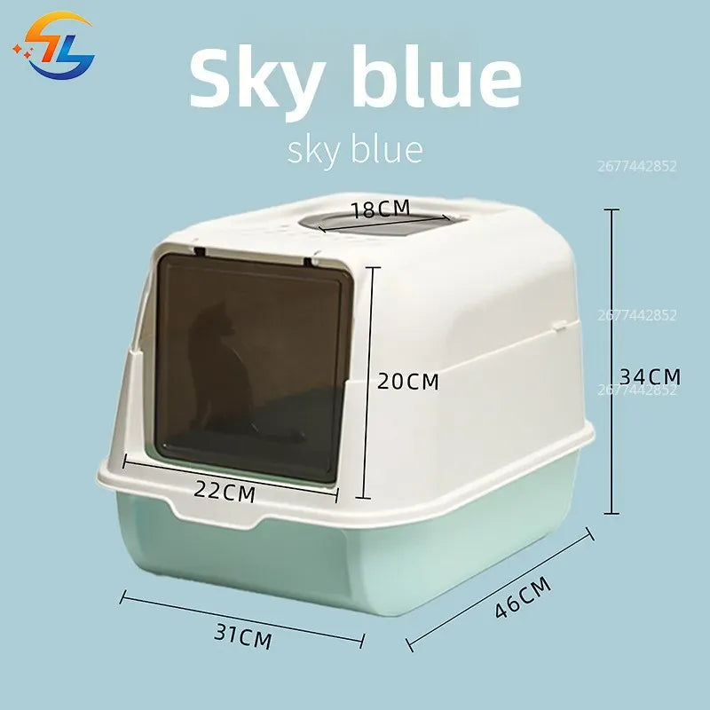 Enclosed Cat Litter Bowl With Scoop Plastic Totally Closed Design For Easy Cleaning MSP003-1