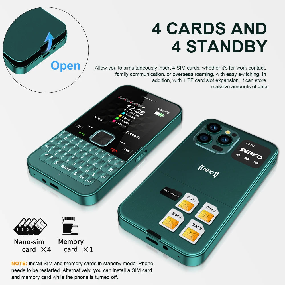 SERVO Ultra700 QWERTY Keyboard Mobile Phone Call Recording Flashlight FM MP3 NFC - Loja Manuel Coelho