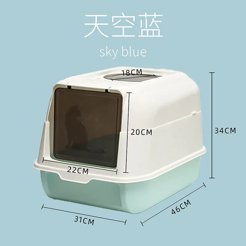 Enclosed Cat Litter Bowl With Scoop Plastic Totally Closed Design For Easy Cleaning MSP003-1