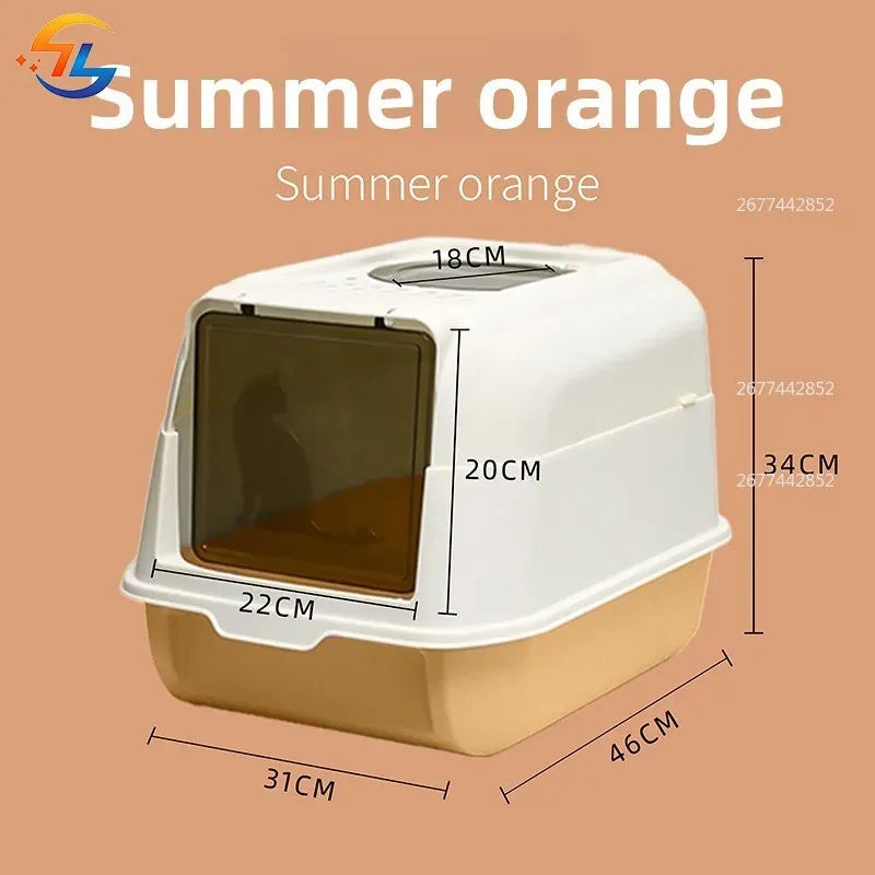 Enclosed Cat Litter Bowl With Scoop Plastic Totally Closed Design For Easy Cleaning MSP003-1