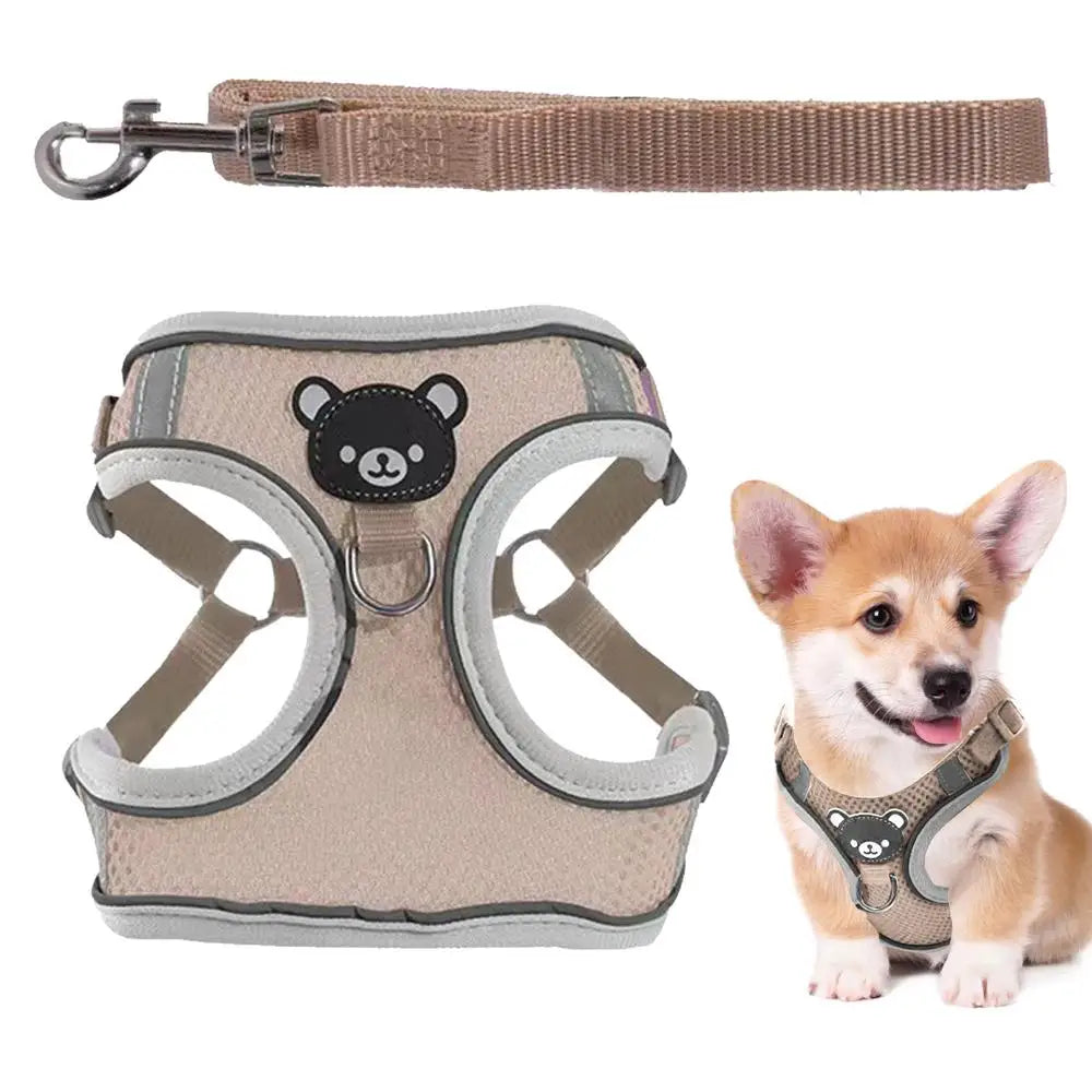 LED Dog Harness Illuminated Fiber Customizable Set for Nighttime Wal