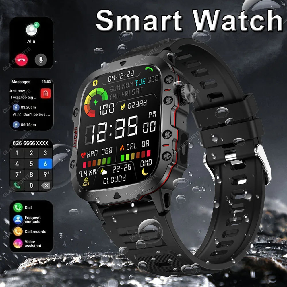 New For Huawei Xiaomi Military GPS Smart Watch Men Flashlight Compass Waterproof