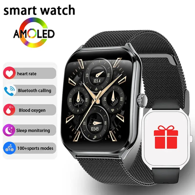 New Ultra Thin Smart Watch men 1.96" AMOLED 360*360 HD Pixel Display