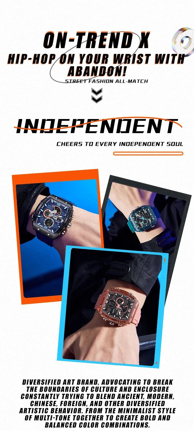 SMAEL 8109 New Men's Watch Multifunctional Sports 50M Waterproof Dual Display