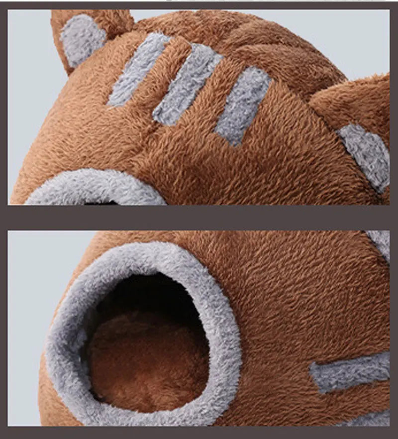 Winter Deep Sleep Comfort Cat Bed Bear Head Shape