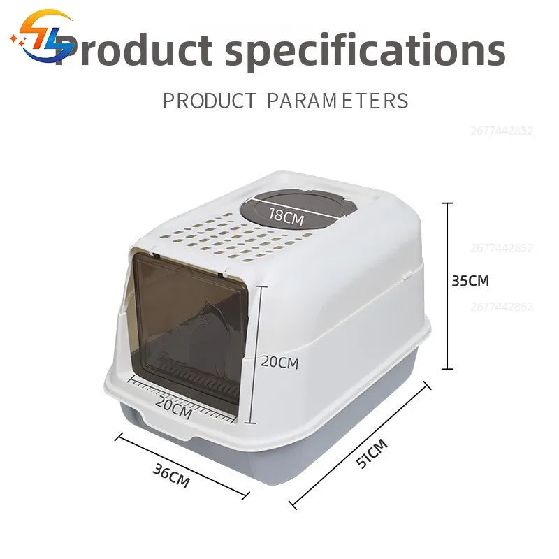 Enclosed Cat Litter Bowl With Scoop Plastic Totally Closed Design For Easy Cleaning MSP003-1