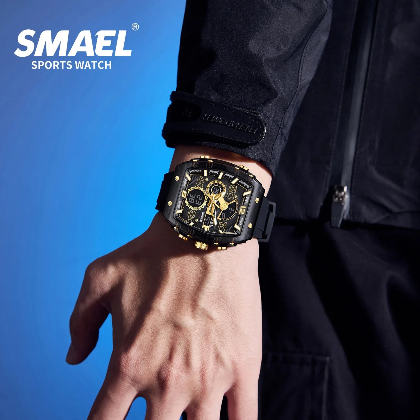 SMAEL 8109 New Men's Watch Multifunctional Sports 50M Waterproof Dual Display