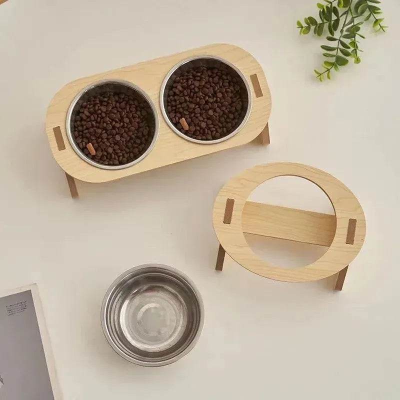 Adjustable Wooden Elevated Dog Bowls for Pets - Loja Manuel Coelho